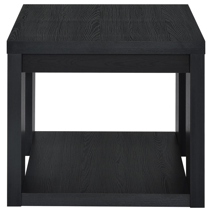 Pavone 3-Piece Transitional Coffee and End Table Set with Shelves Black