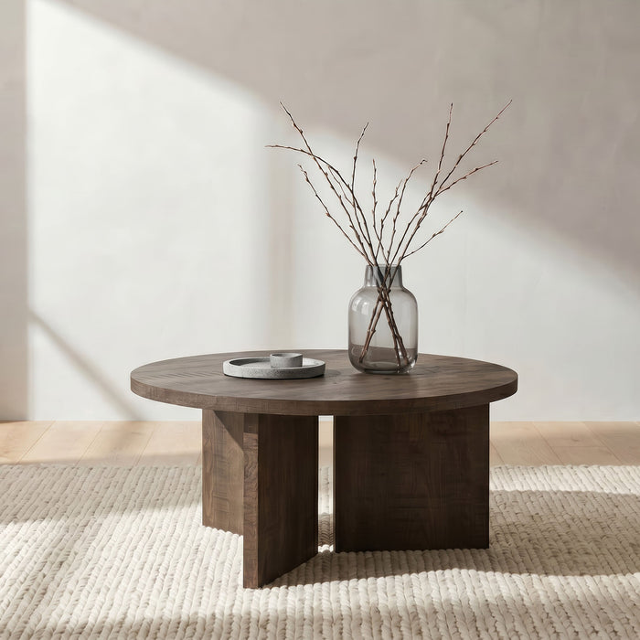 Aragon Round Panel Base Coffee Table Mango