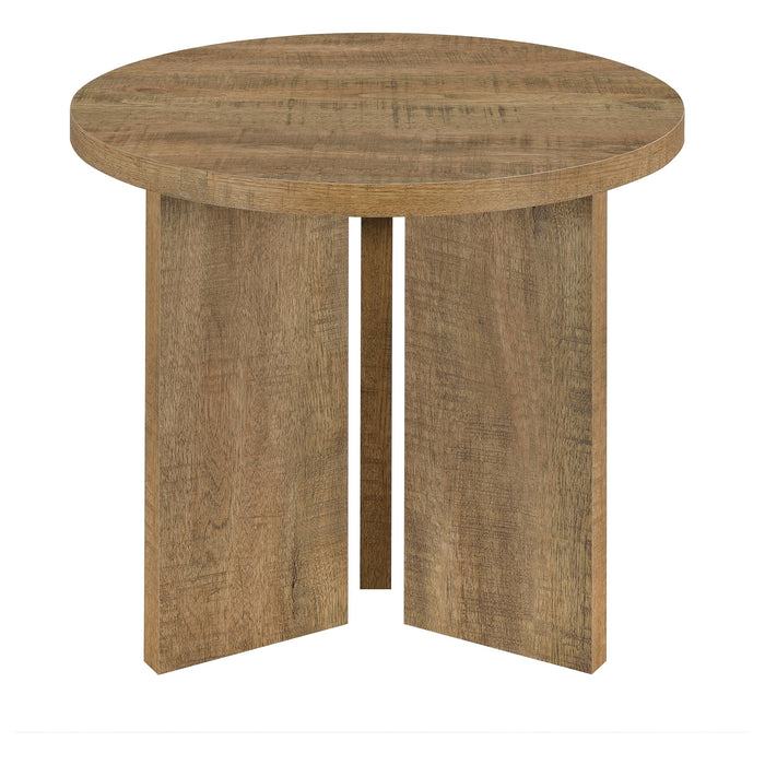 Aragon Round Panel Base End Table Mango