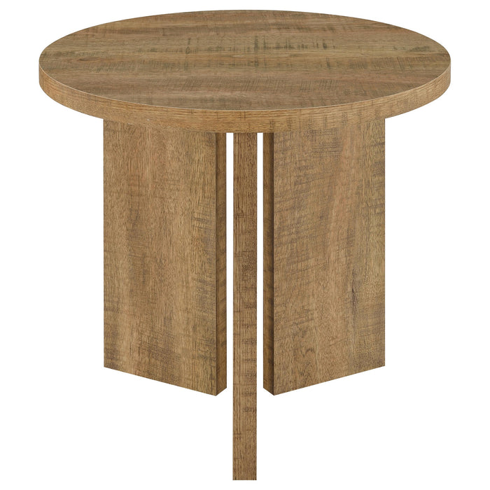 Aragon Round Panel Base End Table Mango