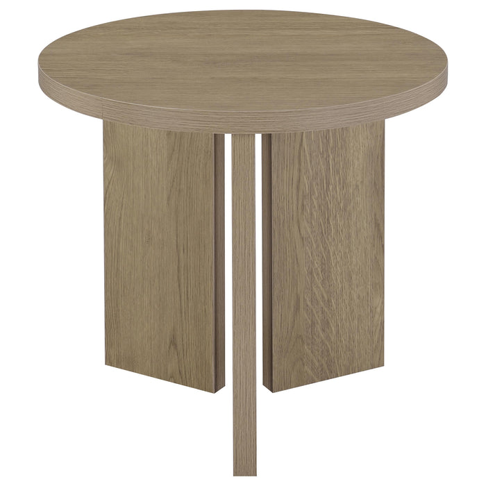 Aragon 2-Piece Round Coffee and End Table Set Latte