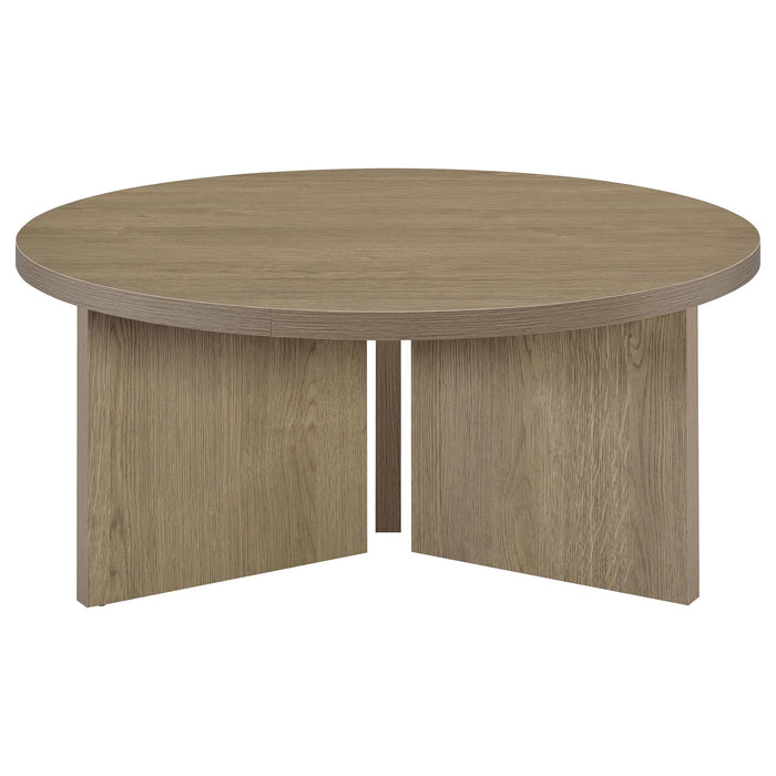 Aragon Round Panel Base Coffee Table Latte