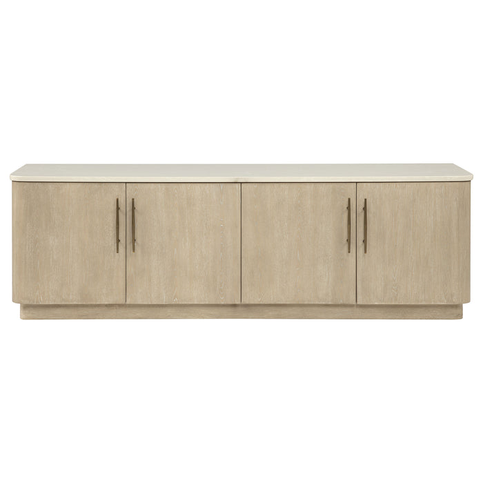 Lucaire 4-Door TV Stand for TVs up to 77 Inches Honed Cream and Sandstone