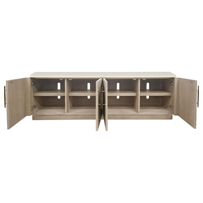 Lucaire 4-Door TV Stand for TVs up to 77 Inches Honed Cream and Sandstone