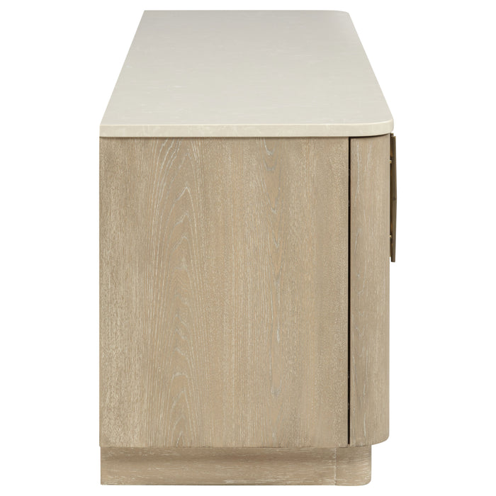 Lucaire 4-Door TV Stand for TVs up to 77 Inches Honed Cream and Sandstone