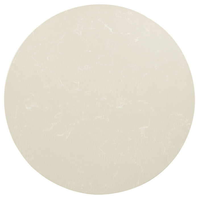 Lucaire Round Cultured Marble Top End Table Honed Cream and Sandstone
