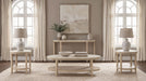 Lucaire Round Cultured Marble Top End Table Honed Cream and Sandstone