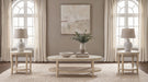 Lucaire 3-Piece Coffee and 2 End Table Set Honed Cream and Sandstone