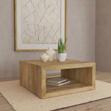 Mesa de centro cuadrada Benton de madera maciza de mango, natural
