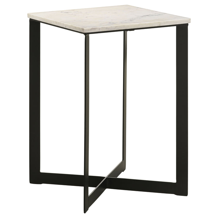 Juego de mesa de centro y mesas auxiliares con cubierta de mármol Tobin de 2 piezas - blanco