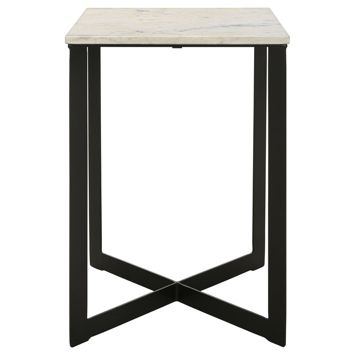 Juego de mesa de centro y mesas auxiliares con cubierta de mármol Tobin de 2 piezas - blanco