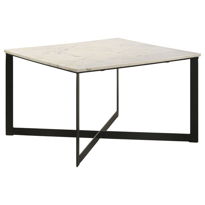 Juego de mesa de centro y mesas auxiliares con cubierta de mármol Tobin de 2 piezas - blanco
