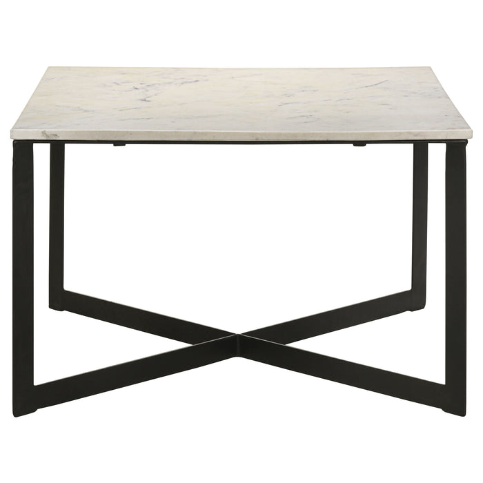 Juego de mesa de centro y mesas auxiliares con cubierta de mármol Tobin de 2 piezas - blanco