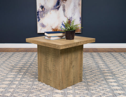 Mesa auxiliar Devar Square de madera elaborada, marrón mango