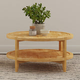 Mesa de centro redonda Camillo de madera maciza, marrón arce