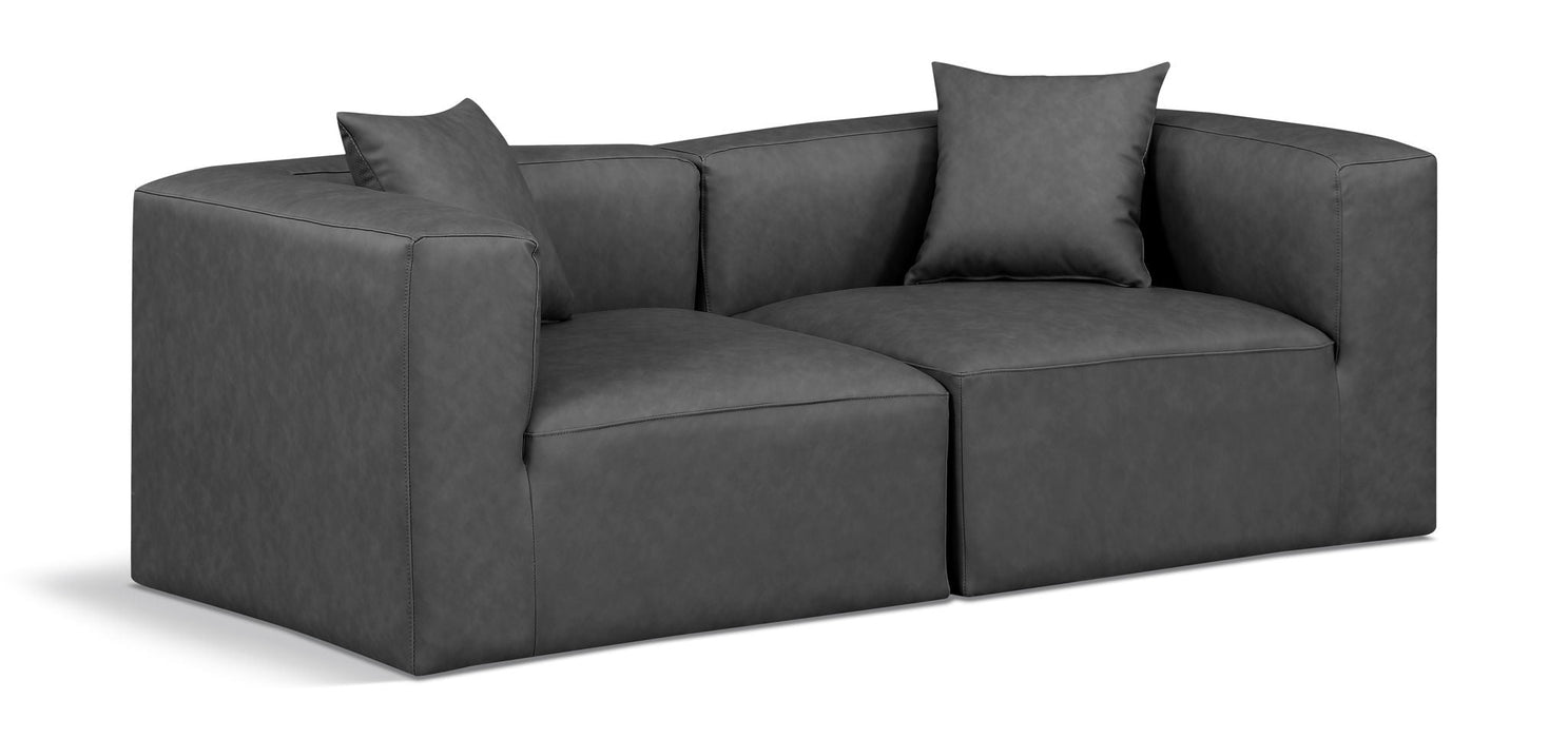Cube 72" Vegan Leather Upholstered 2pc. Modular Loveseat