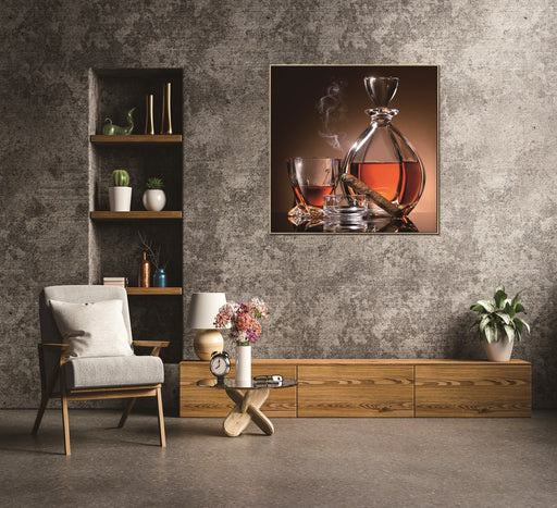 Oppidan Home Framed Cigar and Tasting Glass Acrylic Wall Art (48H X 48W)