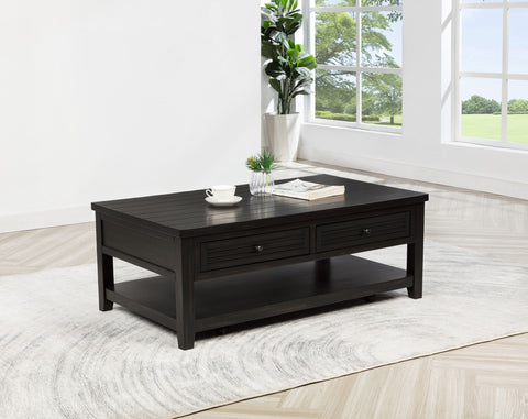 Mesa de centro rectangular Concord de 2 cajones en color Java desgastado