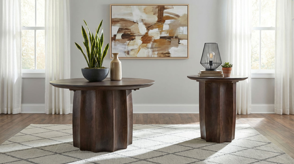 Cayenne Solid Mango Wood Accent Side End Table Walnut