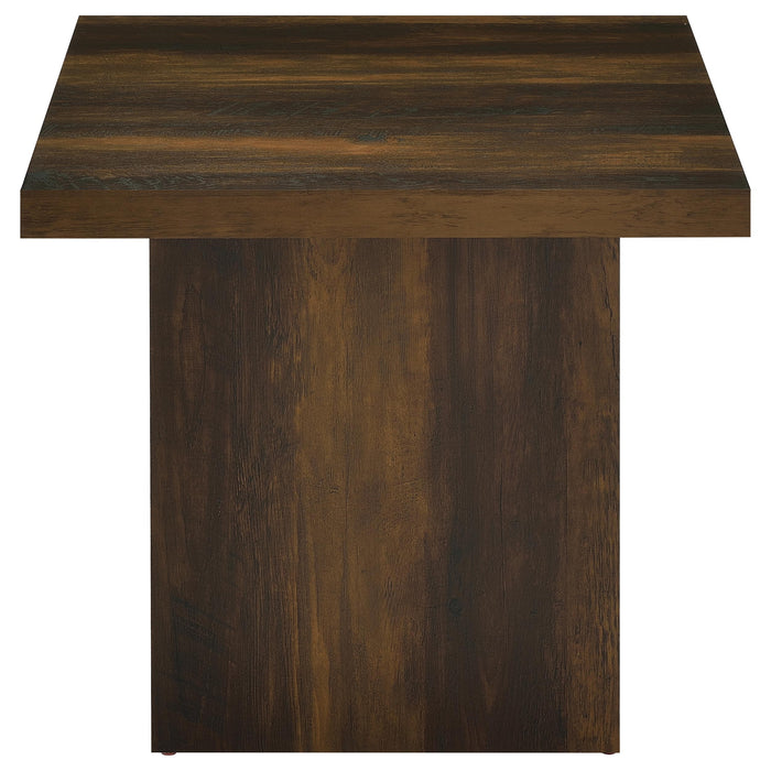 Juego de mesa de centro y mesas auxiliares cuadrado Devar de 3 piezas - pino oscuro