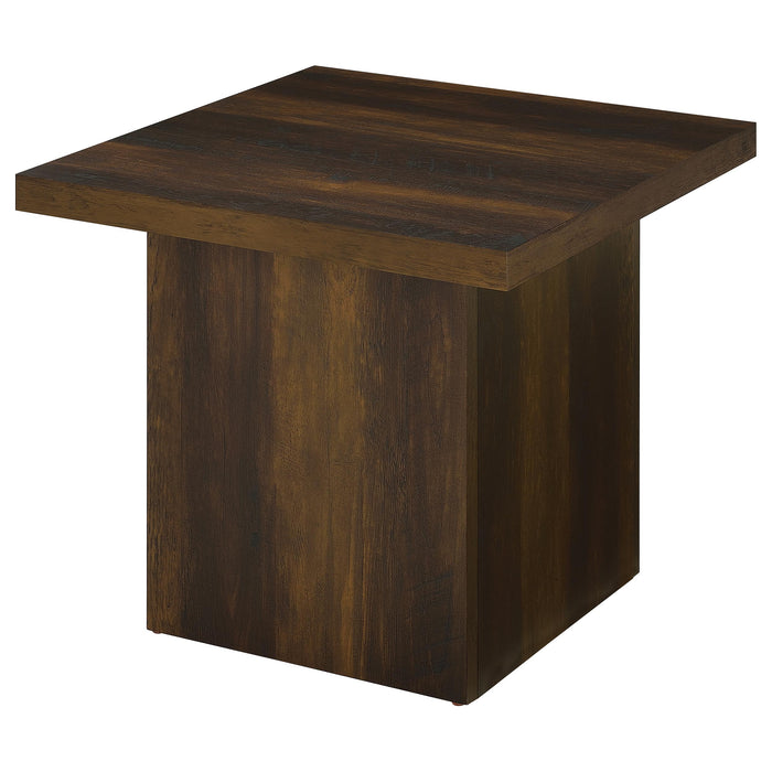 Juego de mesa de centro y mesas auxiliares cuadrado Devar de 3 piezas - pino oscuro