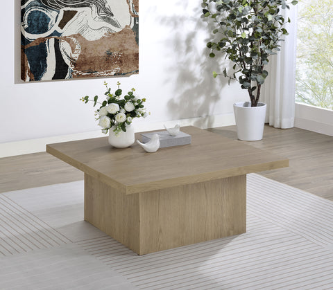 Mesa de centro cuadrada Devar de madera de ingeniería color latte