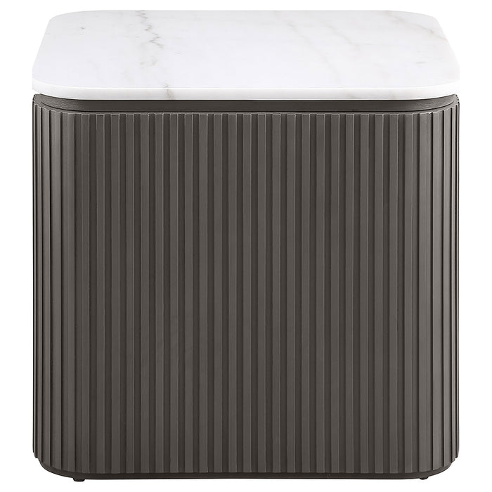 Lior Square Marble Top End Table Charcoal