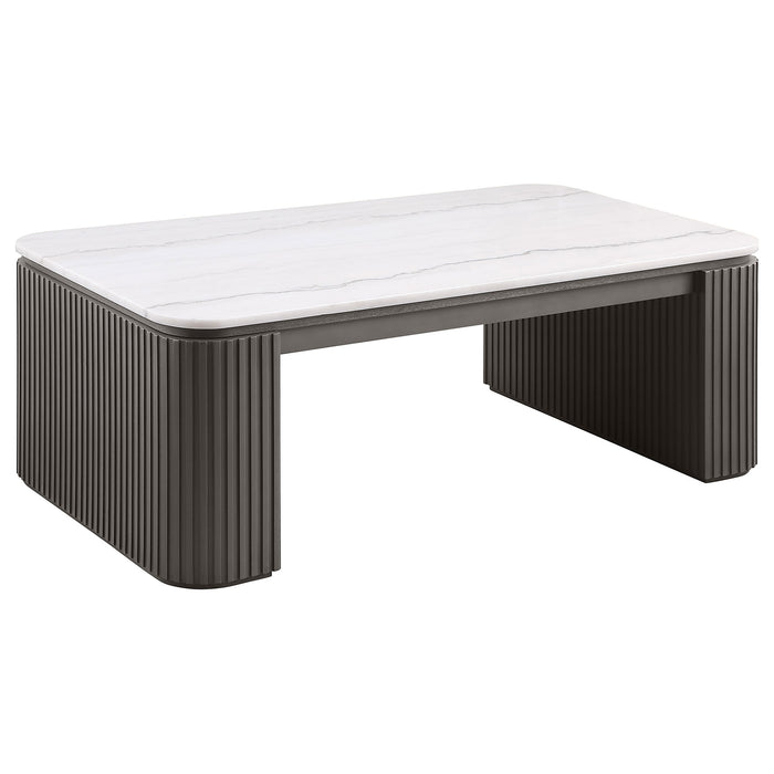Mesa de centro rectangular con cubierta de mármol Lior - carbón