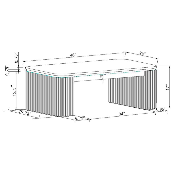 Mesa de centro rectangular con cubierta de mármol Lior - carbón