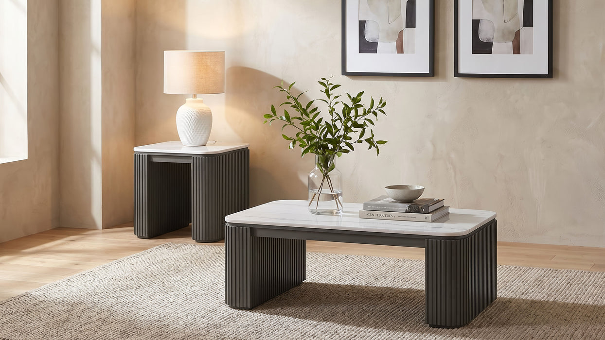 Mesa de centro rectangular con cubierta de mármol Lior - carbón