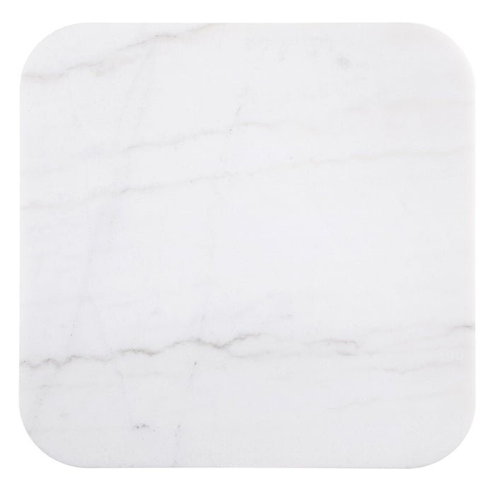 Lior 2-Piece Square Marble Top Coffee and End Table Set Charcoal