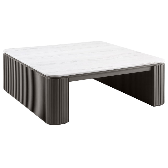 Mesa de centro cuadrada con cubierta de mármol Lior - carbón