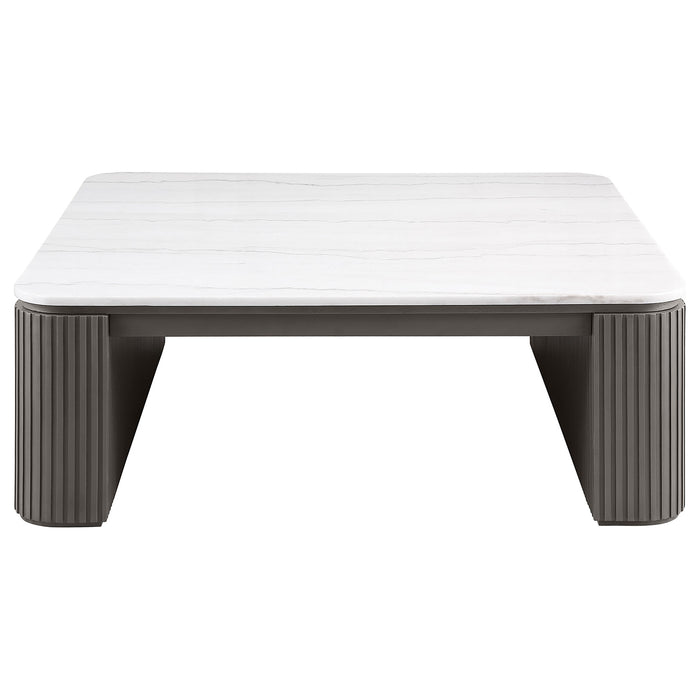 Mesa de centro cuadrada con cubierta de mármol Lior - carbón