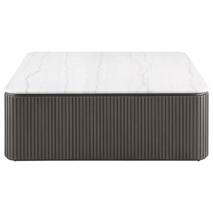 Mesa de centro cuadrada con cubierta de mármol Lior - carbón