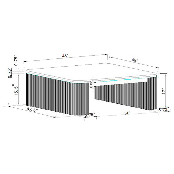 Mesa de centro cuadrada con cubierta de mármol Lior - carbón