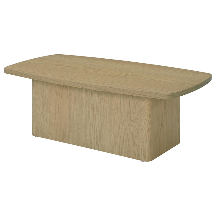 Fraser Transitional Rectangular Pedestal Coffee Table in Greige