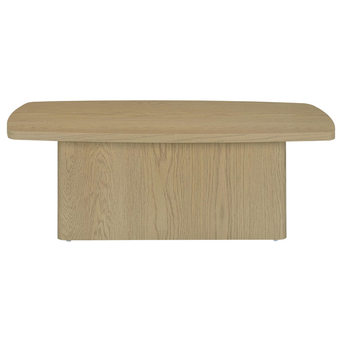 Fraser Transitional Rectangular Pedestal Coffee Table in Greige