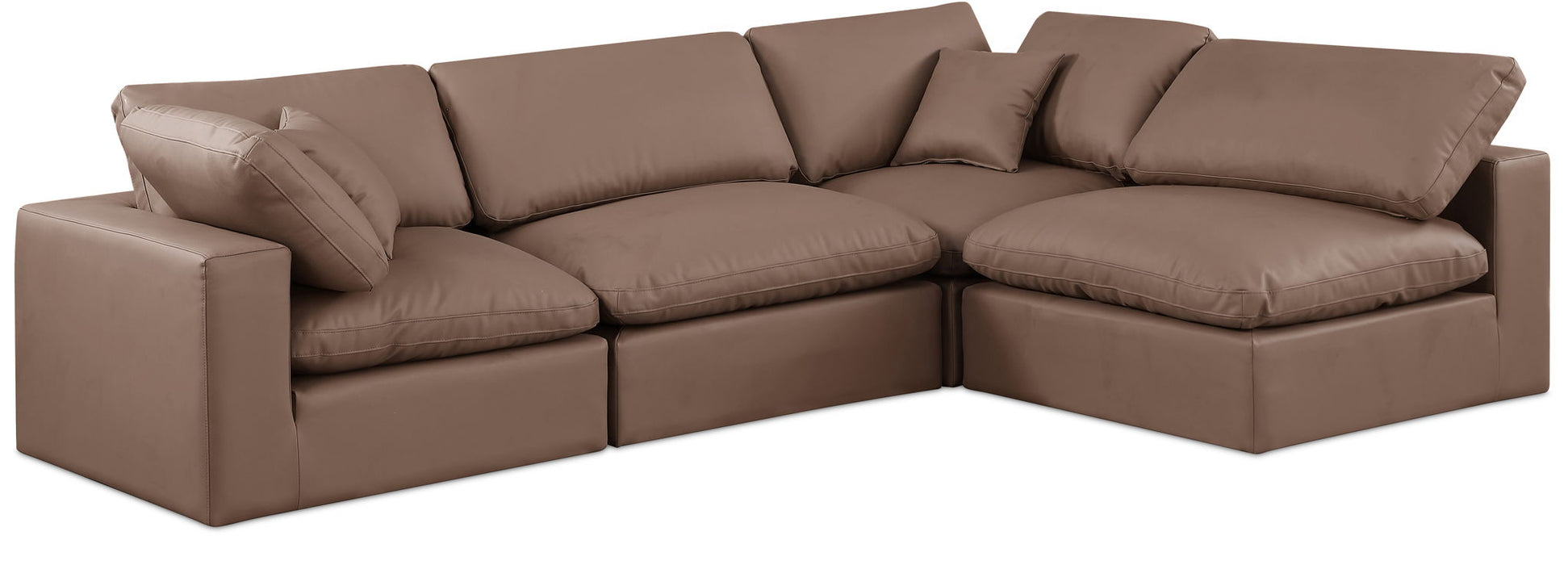 Comfy 119" Vegan Leather Upholstered 4pc. Modular Sectional