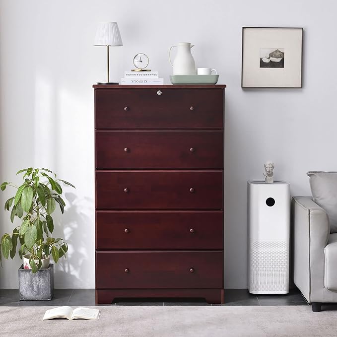 Pine Jumbo Chest 5-Drawers