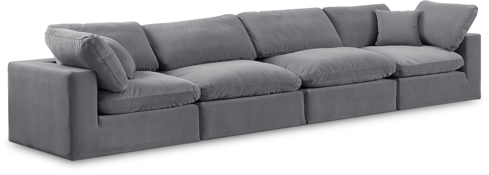 Comfy 158" Velvet Upholstered 4pc. Modular Sofa