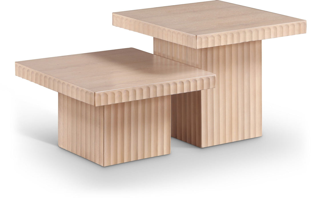 Mesa de centro de madera maciza con enchapado de roble Spencer de 2 piezas