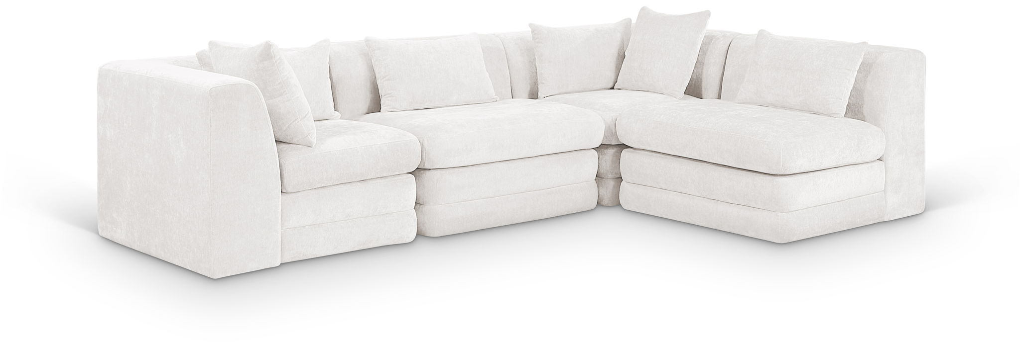 Stellar 114" Chenille Fabric Upholstered 4Pc. Modular Sectional