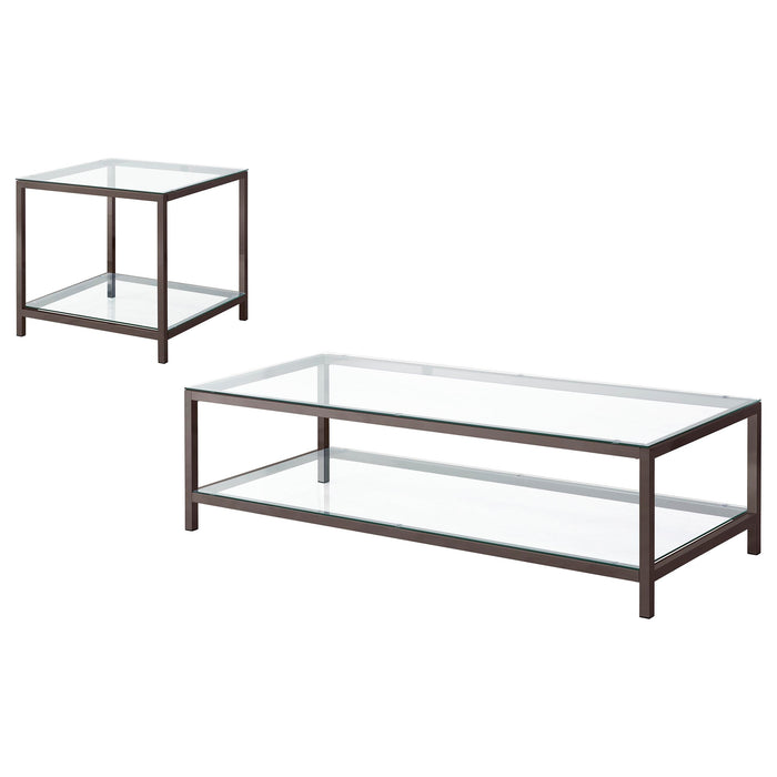 Juego de mesa de centro y mesas auxiliares Trini de 2 piezas - níquel negro