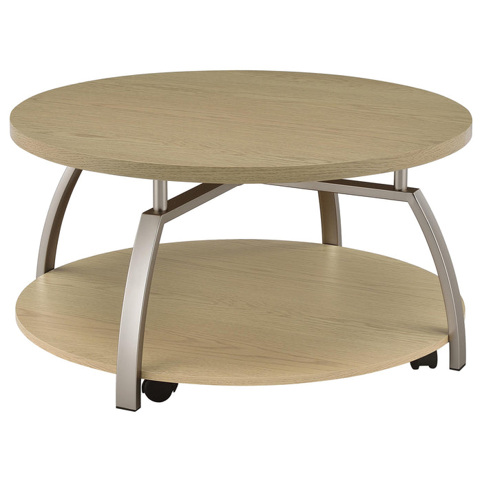 Dacre Round Engineered Wood Top Coffee Table Greige