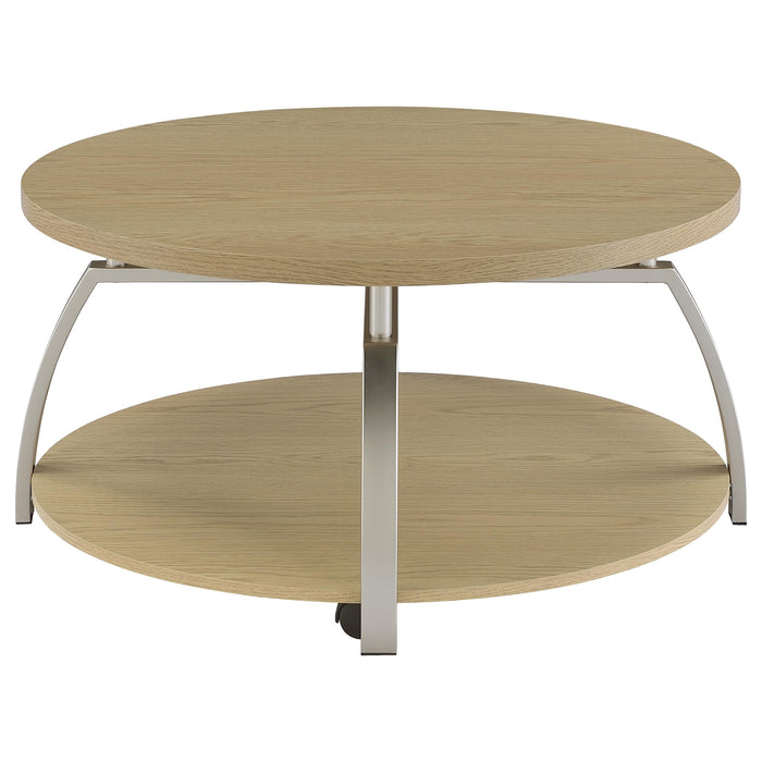 Dacre Round Engineered Wood Top Coffee Table Greige
