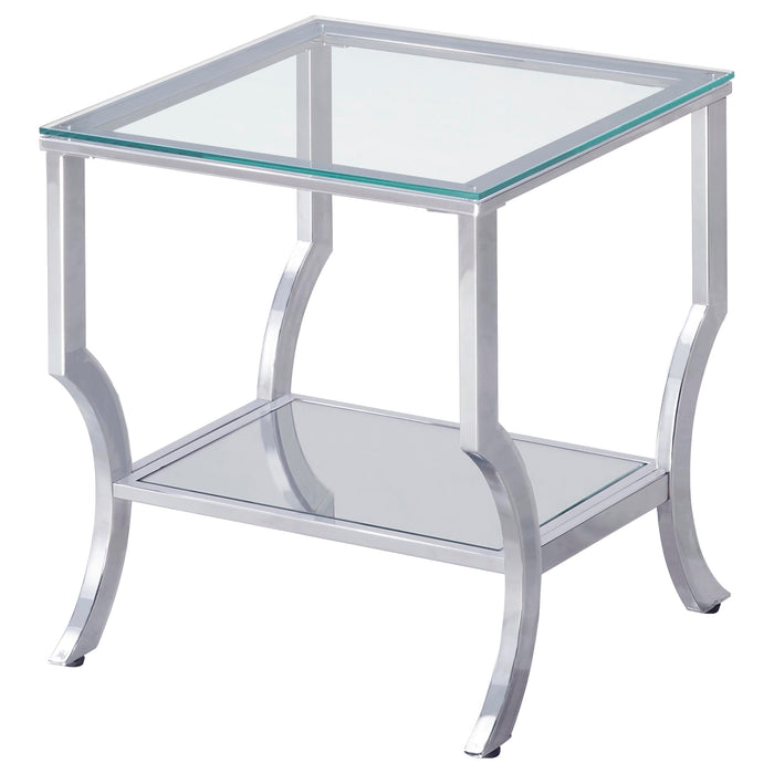 Saide 2-piece Glass Top Coffee and End Table Set Chrome