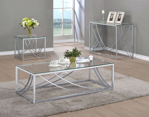 Lille Square Glass Top Side End Table Chrome - Silver