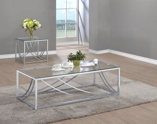 Lille 2-piece Glass Top Coffee And End Table Set Chrome