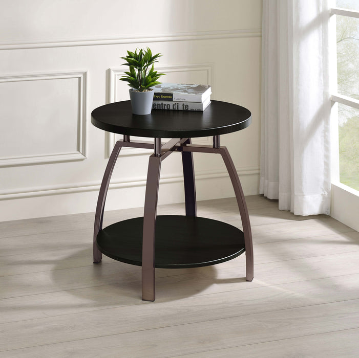 Dacre Round Engineered Wood Top Side End Table Dark Charcoal - Black