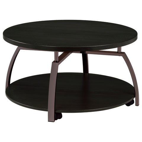 Mesa de centro Dacre con tablero de madera reconstituida redonda, color gris carbón oscuro